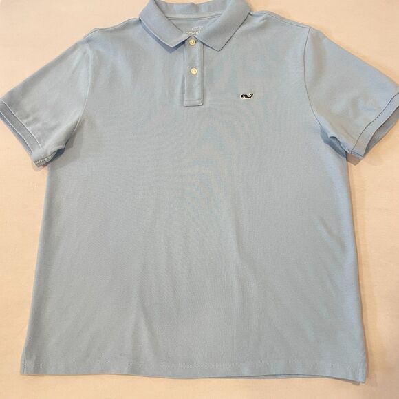 ~ Vineyard Vines Small Heritage Polo Shirt Light Blue Short Sleeves Whale Cotton - Picture 6 of 13